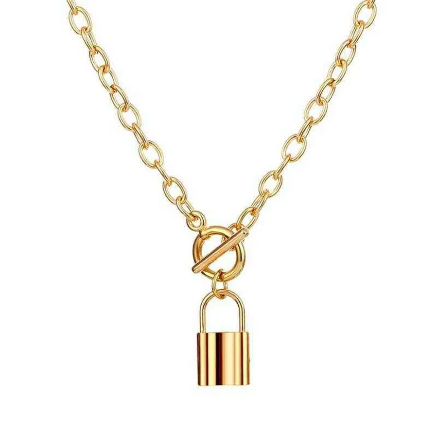 New Retro OT Buckle Lock Necklace Simple Gold Color Lasso Padlock Necklace for Women Punk Collares Jewelry G1206286r