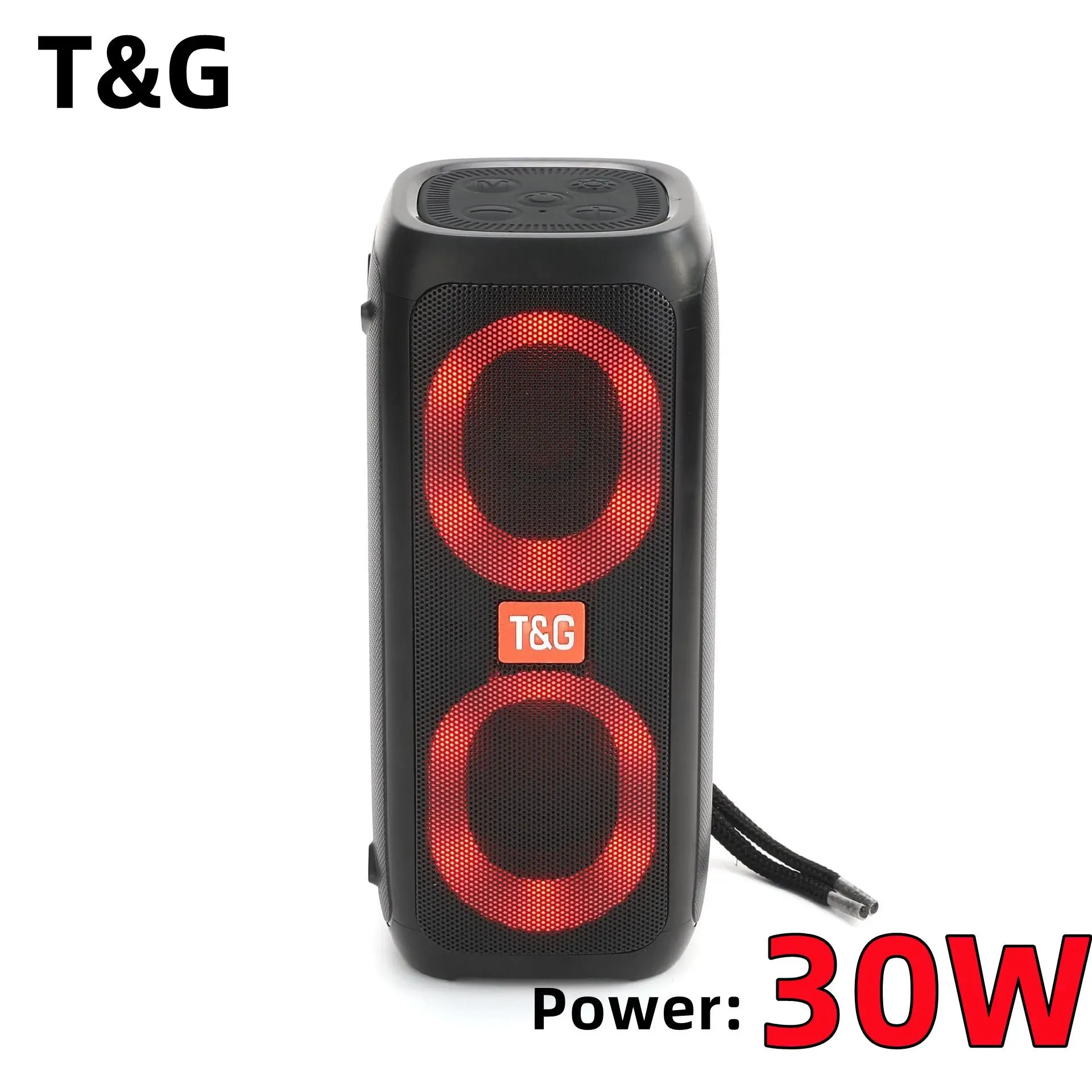 مكبرات صوت TG333 30W Caixa de Som Bluetooth Seeper بطاقة مزدوجة لمشغل الموسيقى في الهواء الطلق مضخم الصوت اللاسلكي RGB الضوء الملون مع راديو FM AUX