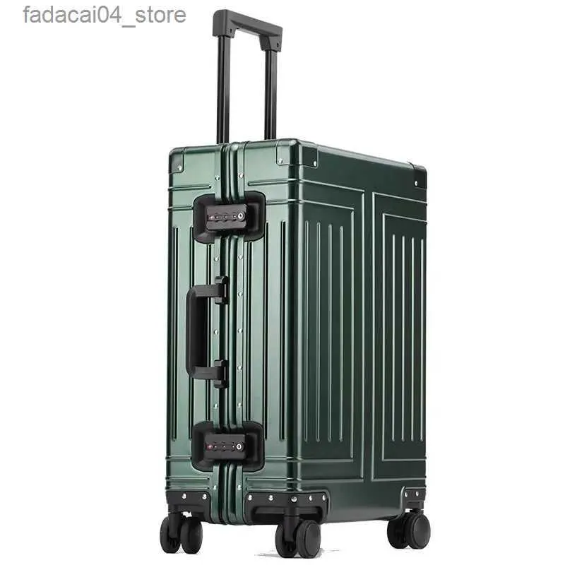 Suitcases top quality aluminum travel luggage business trolley suitcase bag spinner boarding carry on rolling luggage 20/24/26/29 inch Q240115