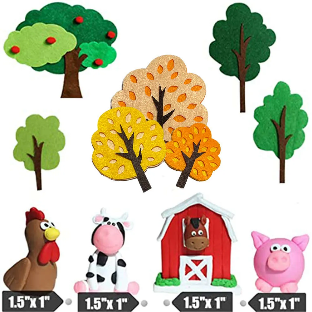 Atualizar 11 Pçs/set Fazenda Animal Bolo Topper Frango Vaca Porco Decorações Do Bolo Temático Aniversário Do Partido Do Chuveiro Do Bebê Dos Desenhos Animados Supplie Folha