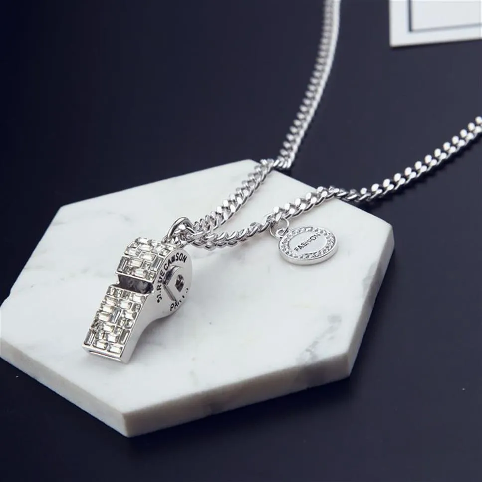 New trend Korean diamond whistle pendant sweater chain whistle necklace female jewelry temperament fashion jewelry long necklace280c