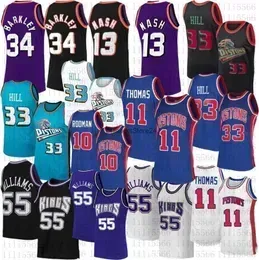 Retro Mesh basketball Grant 33 Hill Dennis 10 Rodman Jersey Isiah 11 Thomas Steve 13 Nash Barkley Jason 55 Williams Jerseys