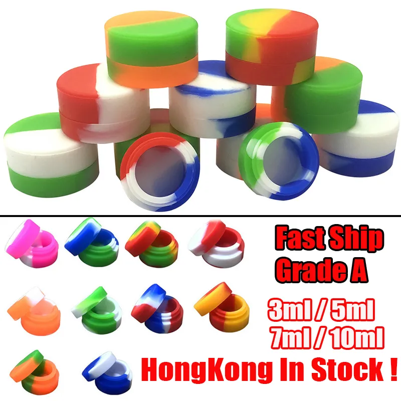 In Stock Mini 3ml Nonstick Wax Containers Food Grade Jars Silicone Box Smoking Accessories 3 ml Silicon Storage Jar Oils Dab Glass Bong Pipe Holder tools