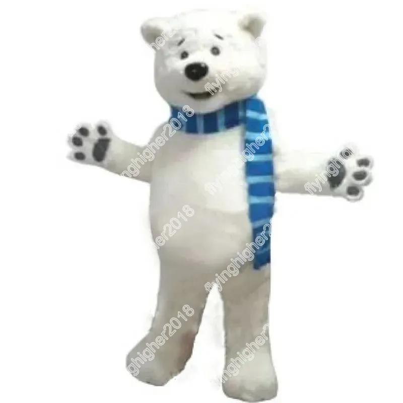 Halloween Fursuit Cute Polar Bear Mascot Costume Unisex Cartoon Anime theme character Carnival Men Women Dress Christmas Fancy Performance Party Dress