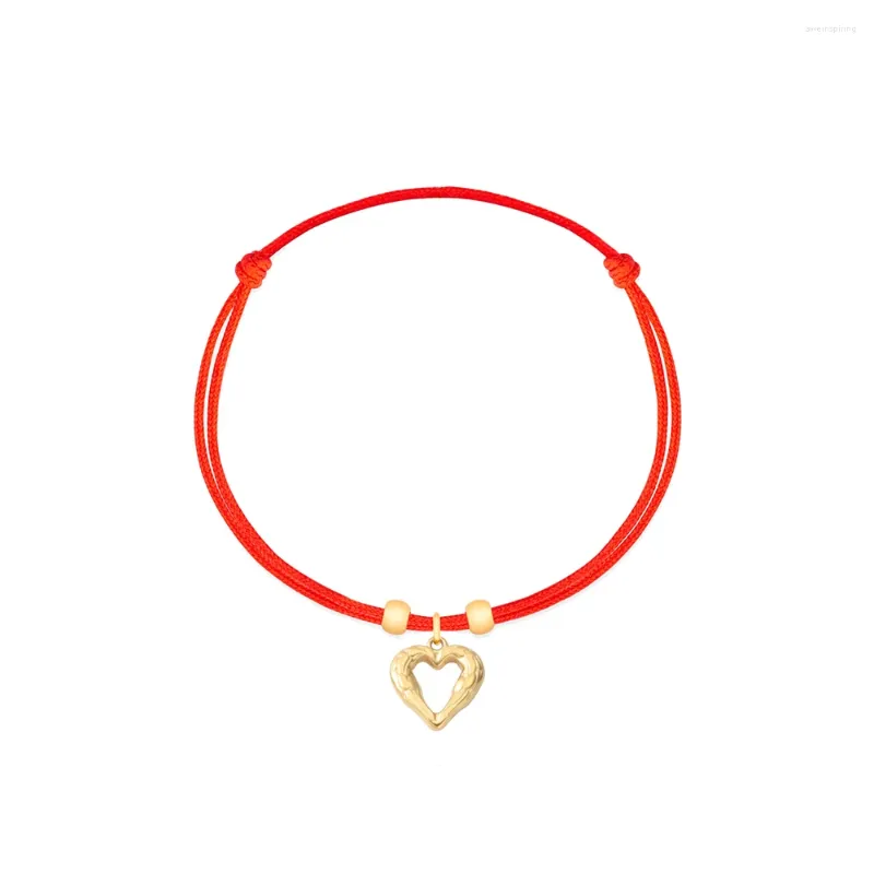 Charme pulseiras banhado a ouro coração amor pêssego pulseira para mulheres artesanal trançado corda vermelha amizade casal jóias presentes