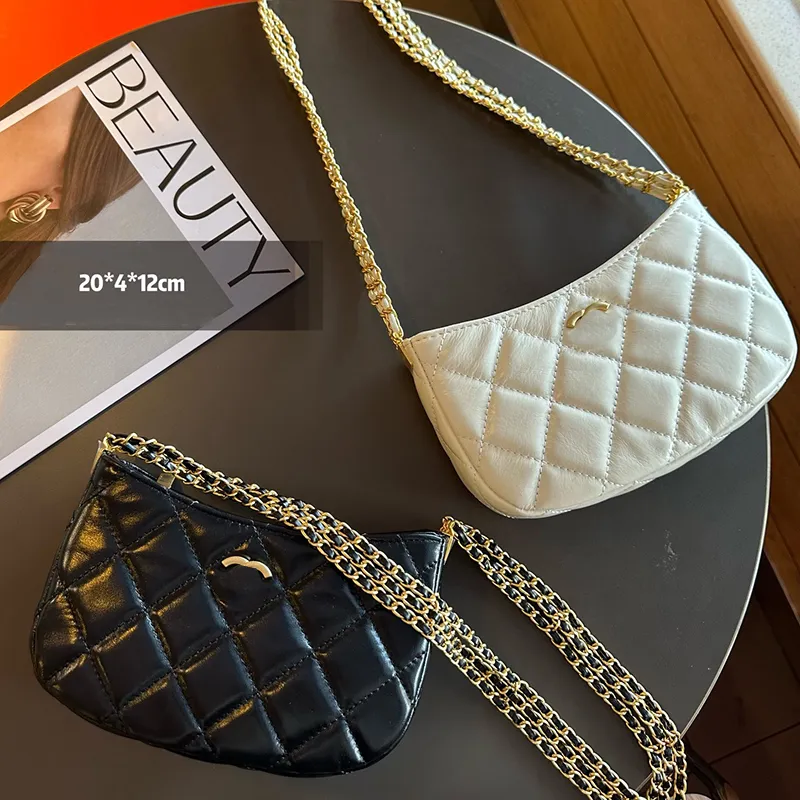 Vintage Hobo Women Women Evening Bags Gold Hardware Chain Leather Diamond Diamond Luxury Hand Handbag Purse Preseer Bag Zipper حامل بطاقة Sacoche Pochette 20cm