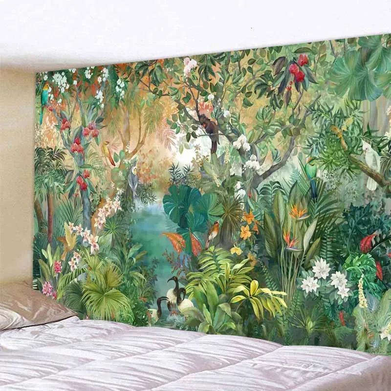 Esthétique décor à la maison tapisserie serviette de plage tapis de yoga couverture nappe tapisserie tropicale jungle animaux tenture murale tapisserie 240115