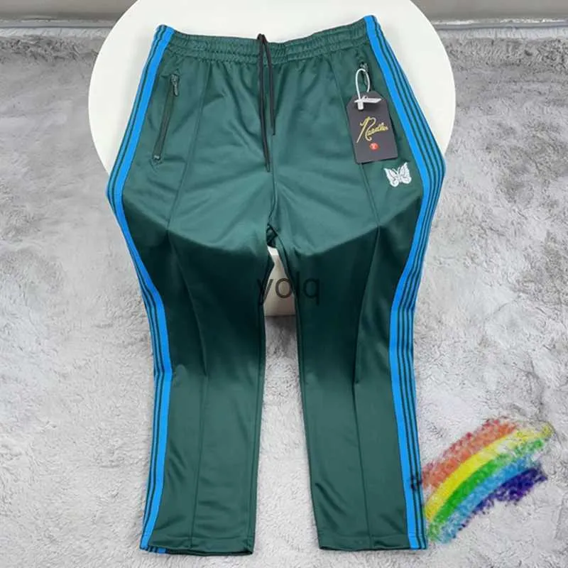 Heren Broek Nieuwe Naalden Joggingbroek Trainingsbroek Mannen Vrouwen Blauwe Streep Naalden Geborduurde Vlinder Rechte Broekyolq