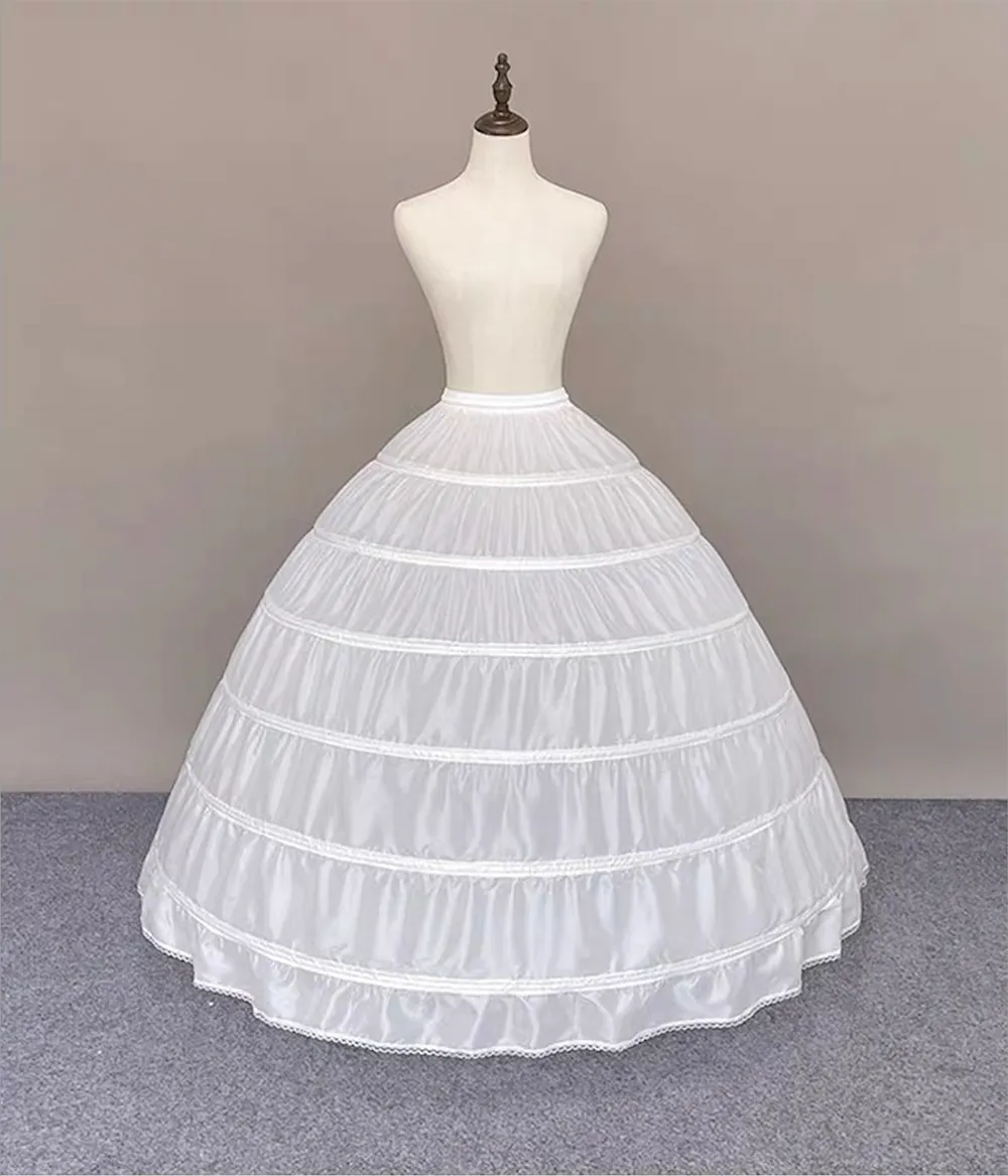 Alta qualidade branco 6 aros anáguas para vestido de casamento plus size fofo quinceanera vestidos suprimentos underskirt crinoline pettycoat hoop saia