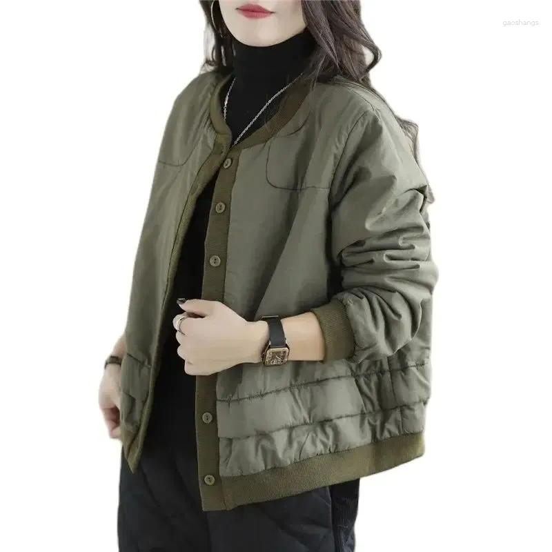 Trenchs de femmes mode automne hiver coton rembourré vêtements manteau style coréen lâche veste décontractée noir vert kaki femme