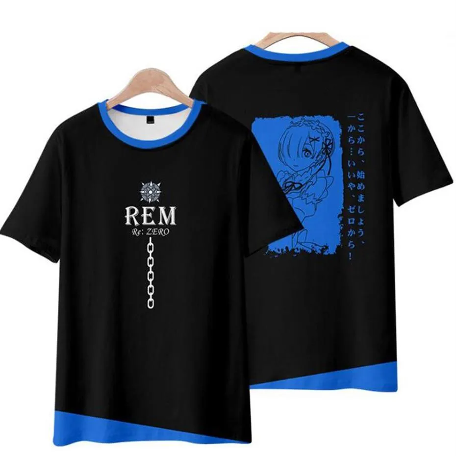 Japonya anime re sıfır 3d t gömlek kadın erkekler kara hajimeru isekai seikatsu Ram Rem Emilia Kısa Kollu Komik Tshirt Cosplay Costume298f