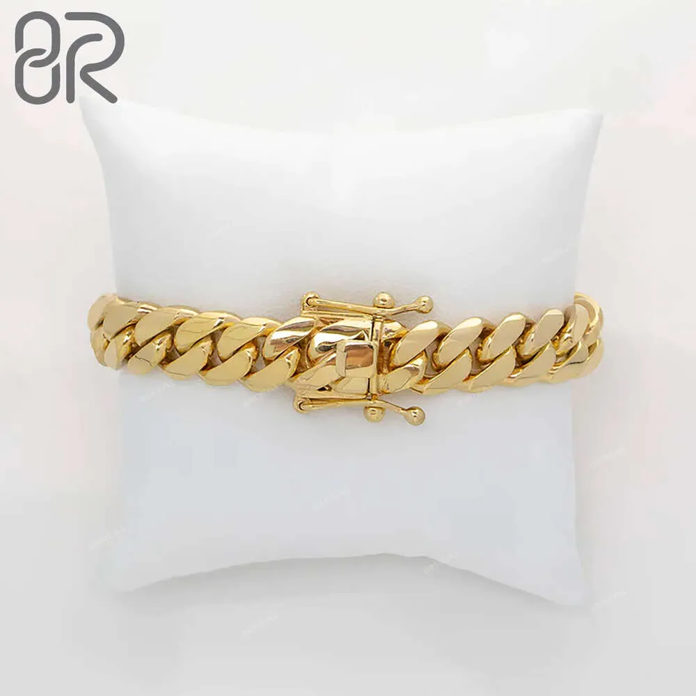 Grossistpris 5mm fast guldlänkarmband Hip Hop Style 10K 14K Miami Cuban Chain Fine Jewelry for Decor