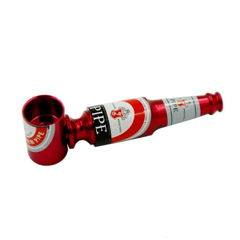 Mini Beer Bottle Metal Pipe 68mm Smoking Pipes Oil Burner Pipe Best Gift For Smoker Portable Herbal Tobacco Hand Pipe