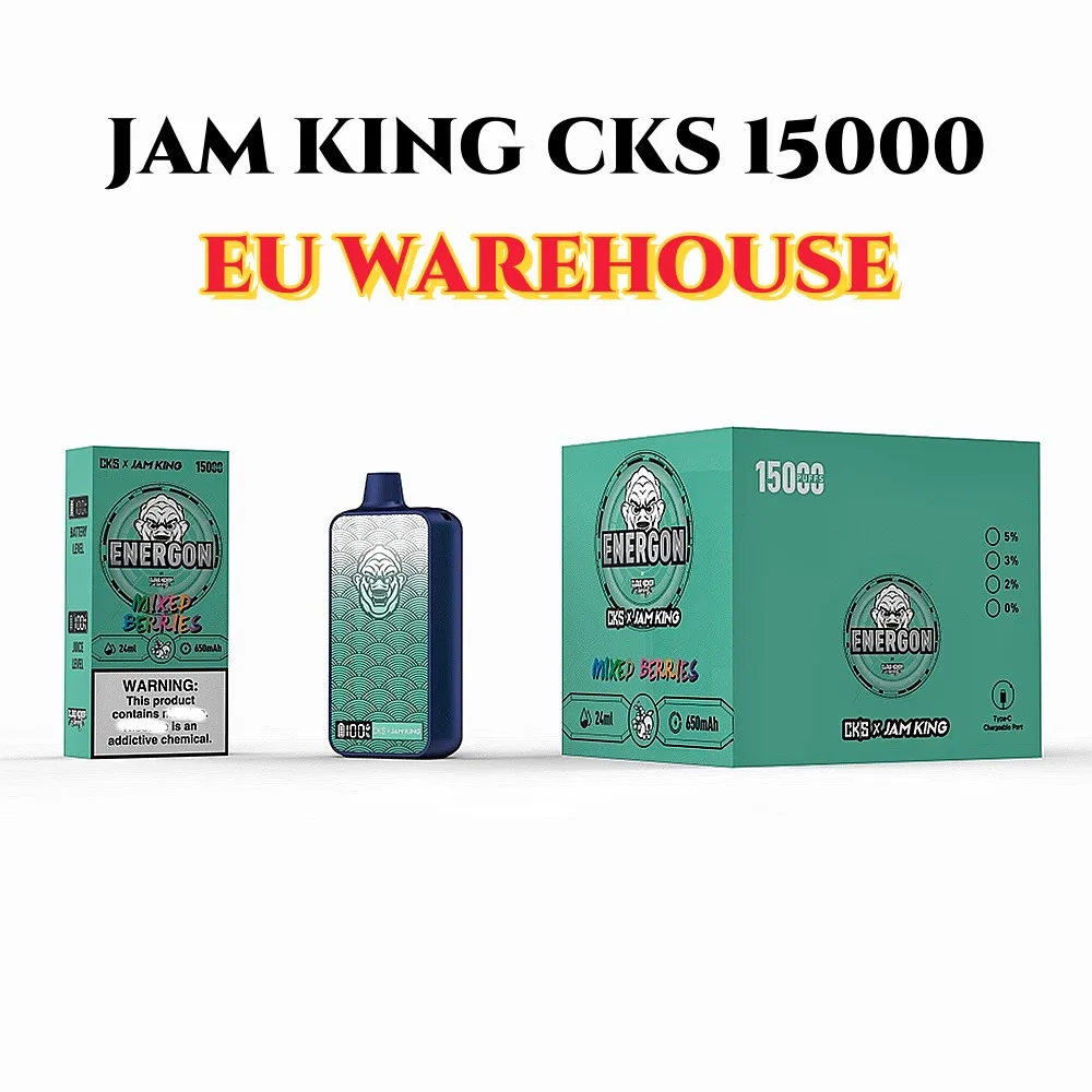 Jam King CKS ENERGON vape 15000 puff Tornado vape pen elfbar 24 мл E Juice Одноразовая электронная сигарета Экранный дисплей 2% 3% 5% сетчатая катушка Перезаряжаемая батарея емкостью 650 мАч