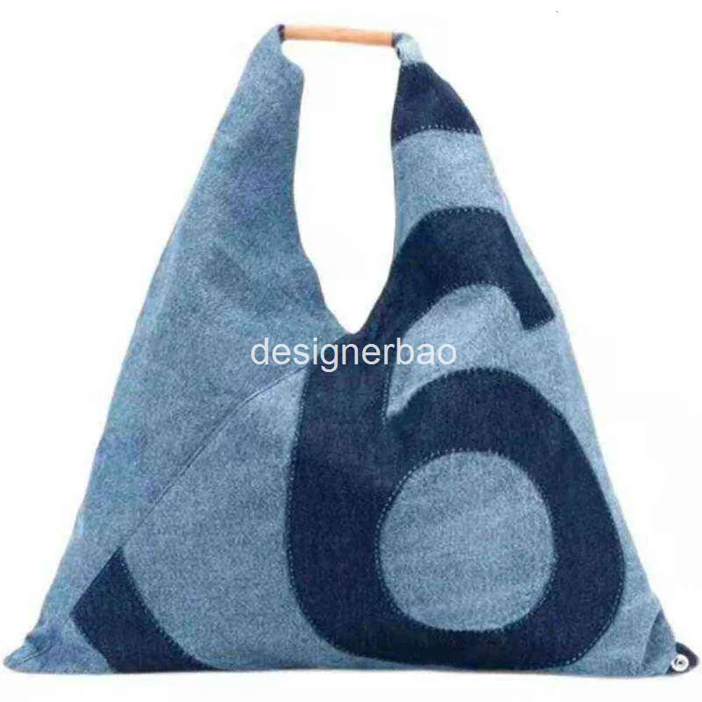 Borse MM6 Borsa da donna giapponese di grande capacità con stampa denim blu Shopping Tote Bag