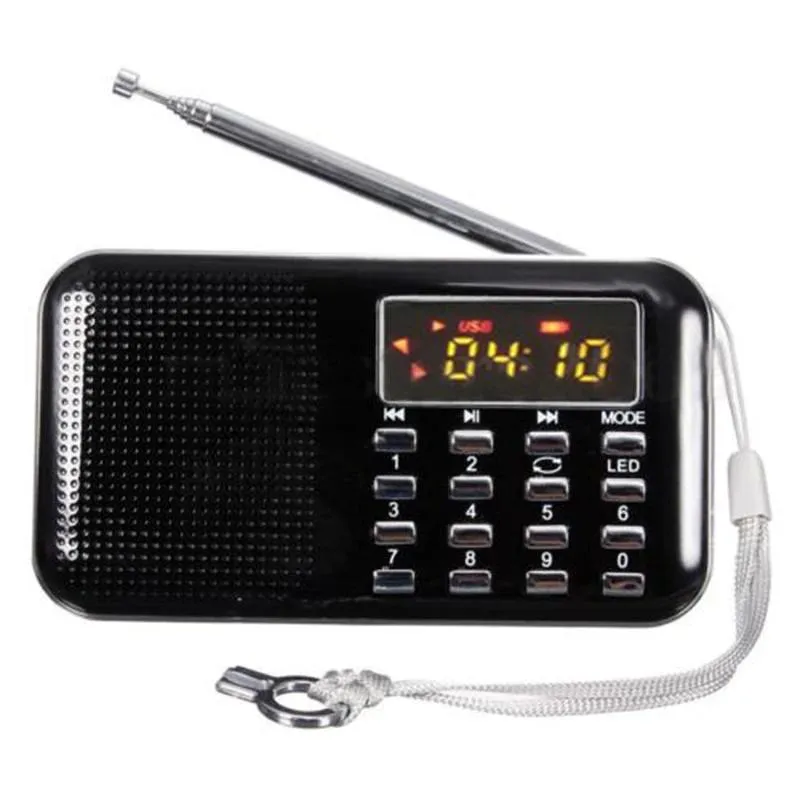 ラジオミニL218デジタルLCD MP3ラジオスピーカープレーヤーサポートTFカードUSB付き懐中電灯機能ポータブルラジオFM/AMスピーカー