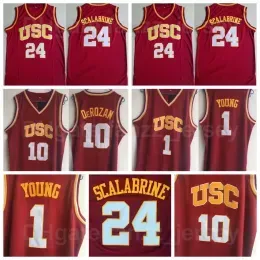 NCAA Basketball USC Trojans College 24 Brian Scalabrine Jersey Men 1 Nick Young DeMar DeRozan 10 University Red Team Color Embroidery Shirt