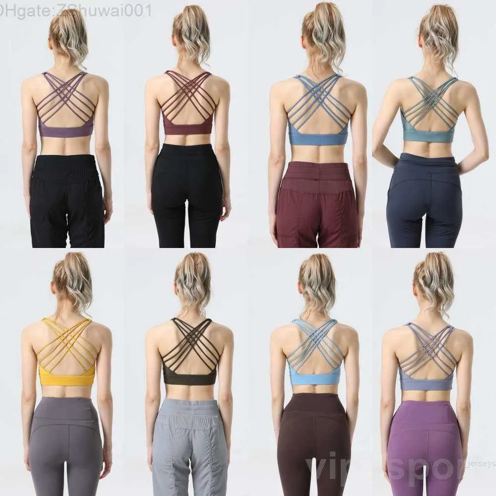 Align Lu Cross Yoga Tops Sport-joggingbeha voor meisjes Sexy Ademend Gymondergoed Verzamelvest Anti-verslapping Yogabeha's Dames atletisch mouwloos4V0T