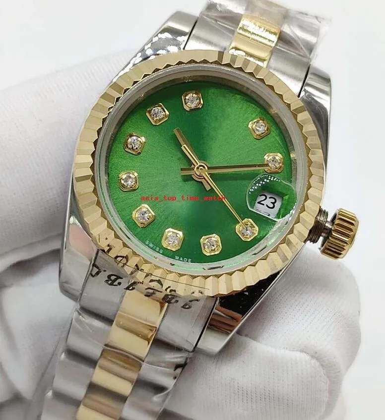 Versão mais recente 14 estilo relógios de pulso femininos de qualidade premium 18 K ouro dois tons 26mm mostrador safira luminoso data automática Ásia 2813 relógios femininos automáticos mecânicos