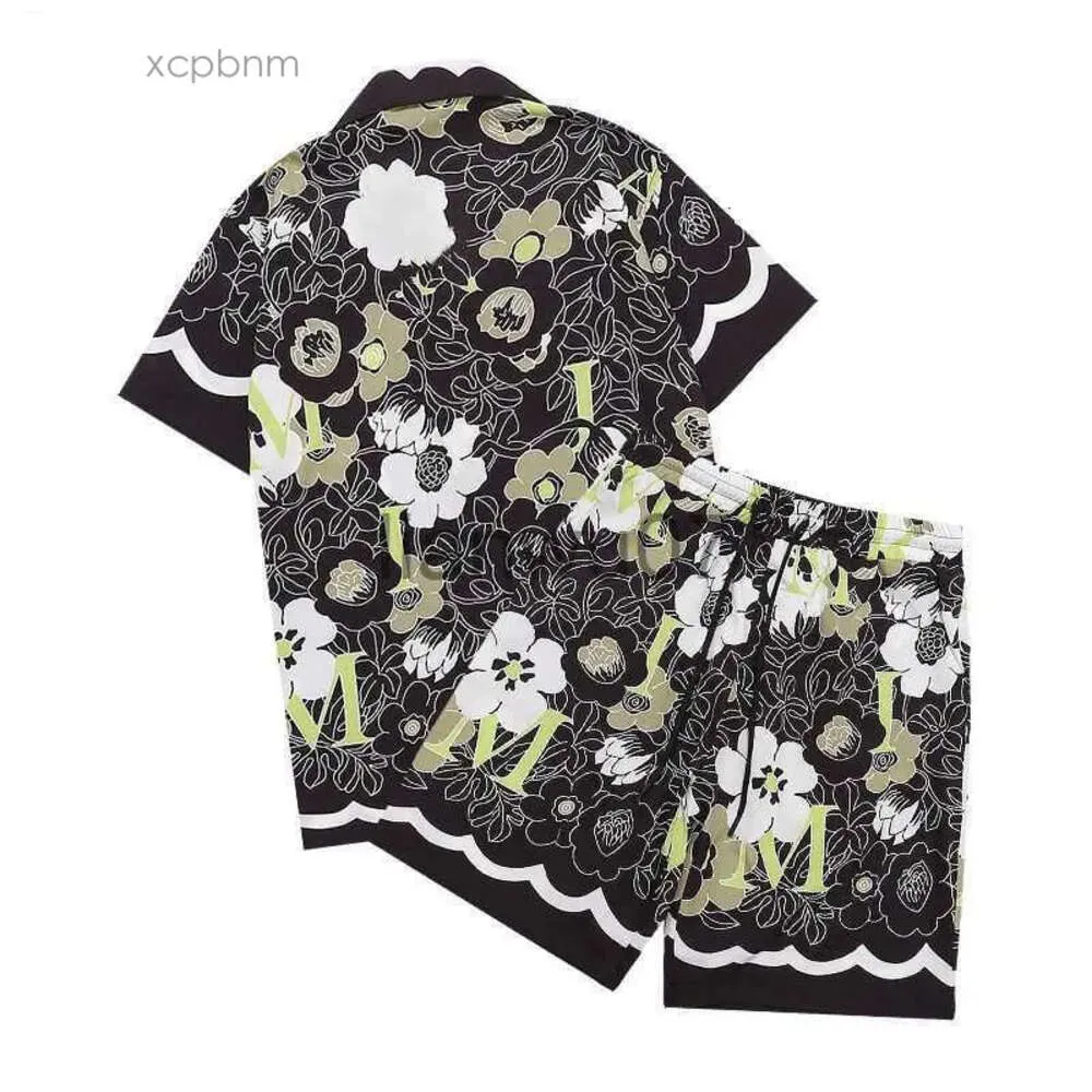 amri Heren T-shirts Heren Designer T Set Button Up Singlebreasted Print Heren Hawaii Bloemen Casual s Shirts en Korte Dames Los S 5424