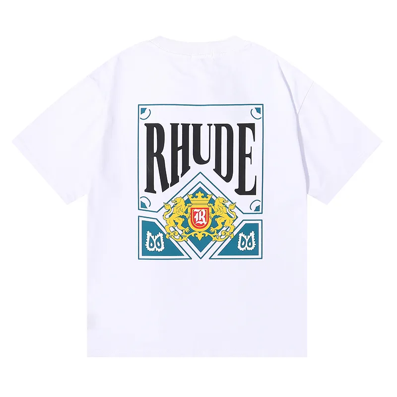 Rhude 럭셔리 브랜드 Rhude 셔츠 남자 T 셔츠 디자이너 남자 셔츠 남자 남자 반바지 인쇄 화이트 블랙 s m l xl 면화 패션 청소년 남성 Tshirts tshirt201t