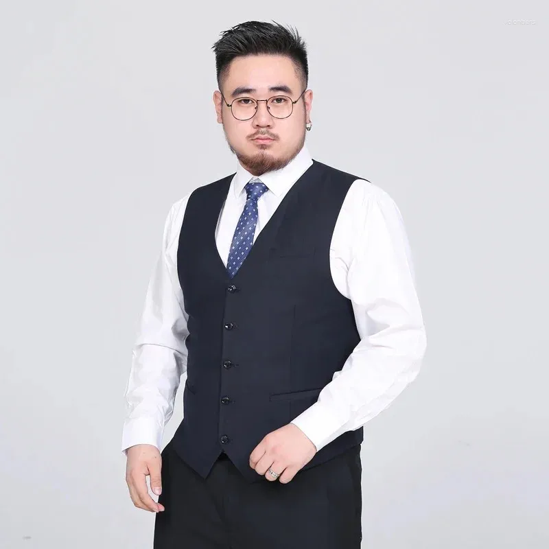 Men's Vests Plus Size Suit Vest V-neck Sleeveless Coat Blue And Black Can Choose Very Cool Waistcoat For Fat Men