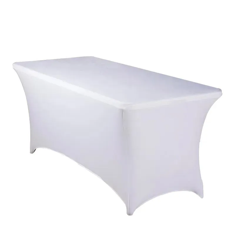 Favors 6Ft Spandex Rectangular Fitted Tablecloth Decoration Hotel Banquet Wedding Stretch Table Cover White/Black Wholesale