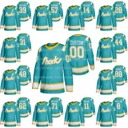 San Jose Sharks Brent Burns Logan Couture Tomas Hertl Timo Meier Evander Kane Joe Thornton Patrick Marleau Erik Karlsson Labanc Teal Jerseys