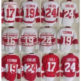 Men Retro hockey```` 19 Steve Yzerman Jersey Vintage Classic 16 Vladimir Konstantinov 17 Brett Hull 24 Chris Chelios For Sport Fans Stitched