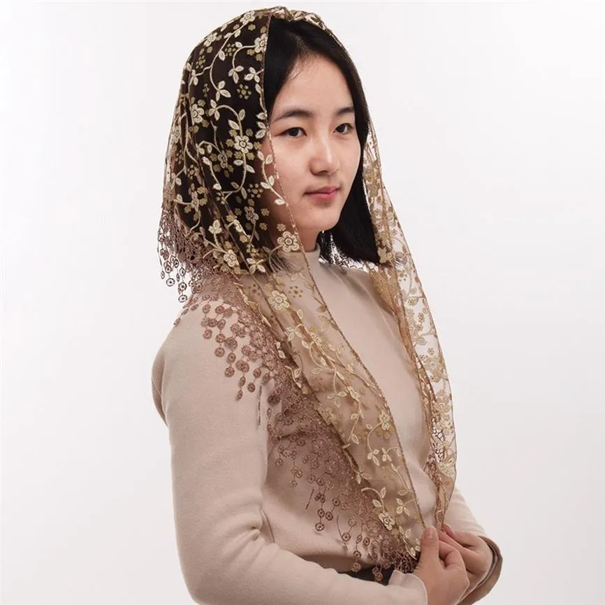 1pc 여성 소프트 레이스 예배당 베일 삼각형 패턴 베일 클래식 교회 Mantilla 고품질 빠른 배송 223b