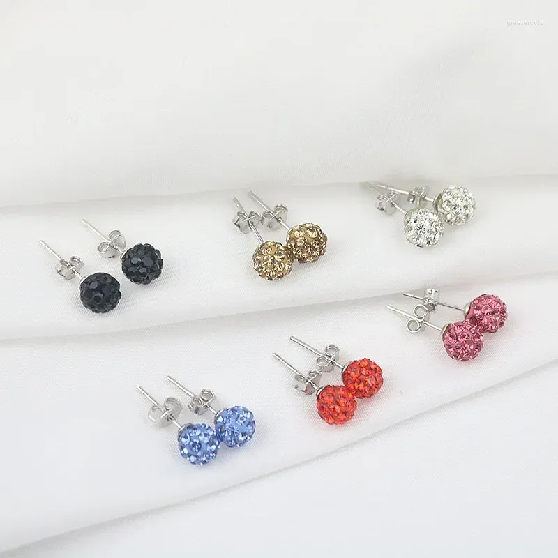 Stud Earrings Fashion 925 Sterling Silver Rhinestone Crystal For Women Simple Round Earstuds Student Banquet Stage Jewelry Gift