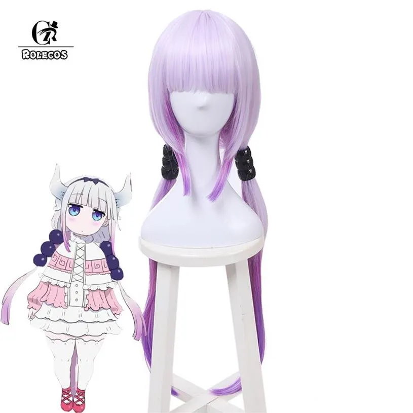 ROLECOS Kobayashi san Chi no Maid Dragon Cosplay Kanna Kamui Cosplay 80cm 31 5inch Gradient Purple Hair Accessories228p