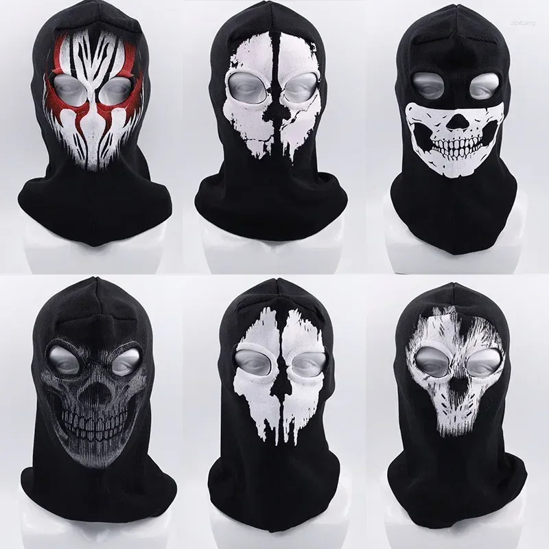 Bandanas Halloween Skull Print Balaclava Cosplay Costume Ghost Full Face Bike Mask Outdoor Motorcycle Riding Men Hat Ski Caps