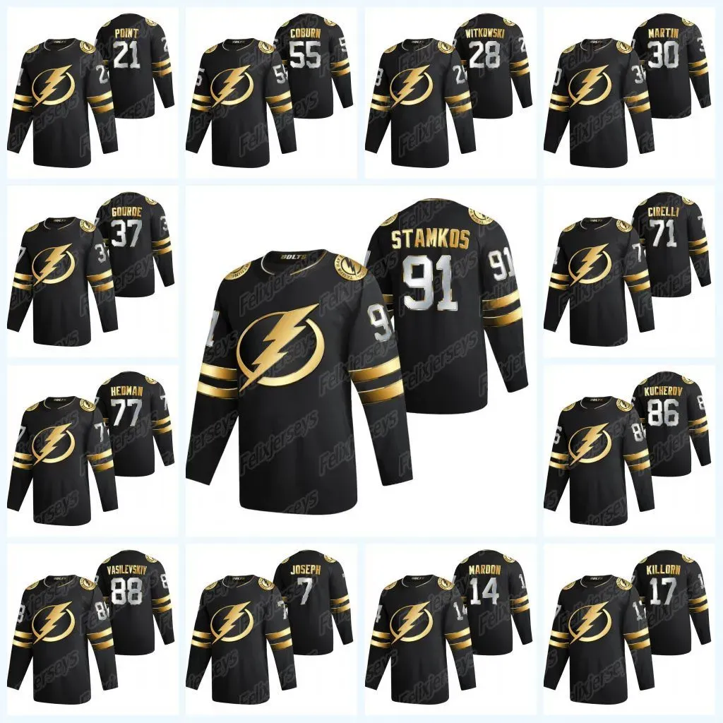 Custom Hockey Jersey Men Women Young Steven Stamkos 2020-21 Golden Limited Edition Black Jersey Tampa Bay Lightning Nikita Kucherov Mikhail Sergachev