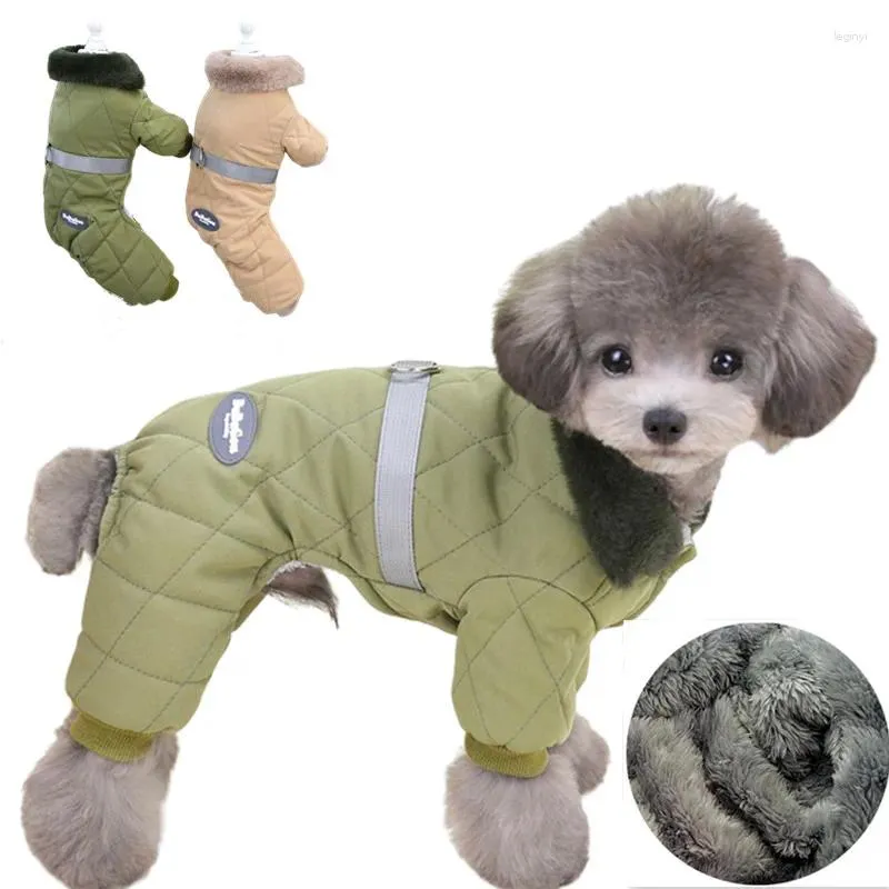 Hundebekleidung Warme Winter-Haustiermantelkleidung für Welpen Kleine Hunde Haustiere Jacke verdicken Pelzkragen Kleidung Overall Chihuahua Kostüm Mops