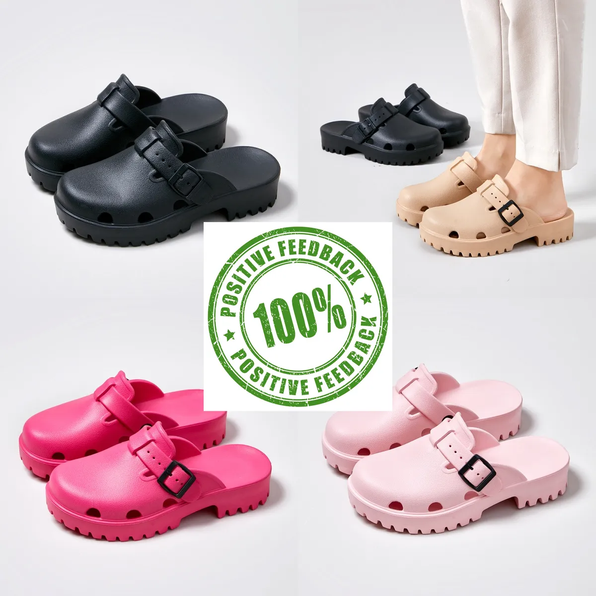 Klassische Clog-Schnalle, Designer-Slides, Sandalen, Plateau-Slipper, Herren-Damen, weiß, rosa, wasserdichte Schuhe, Pflege, Krankenhaus, Outdoor, 36–41