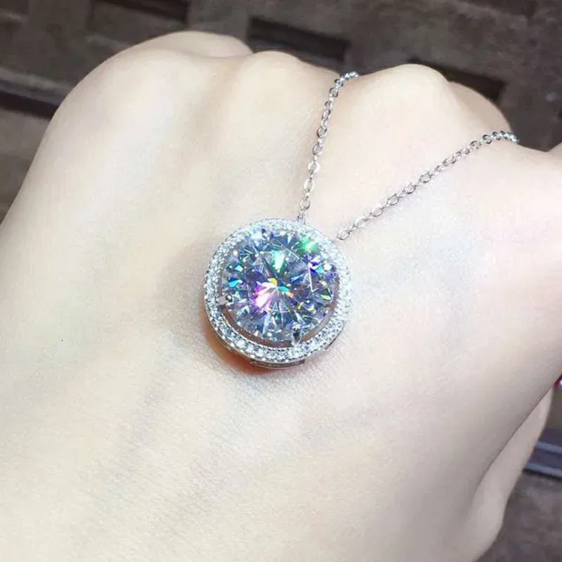 Solitaire 5ct diamant pendentif réel 925 en argent Sterling charme fête de mariage pendentifs collier pour les femmes bijoux fins 240115