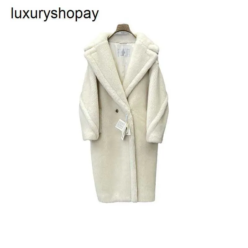 Top Maxmaras Cappotto Teddy Bear Cappotti in cashmere da donna Max Camel Pile Pelliccia Contorno in lana Manica lunga di alta qualità Estesa Donna QSX5