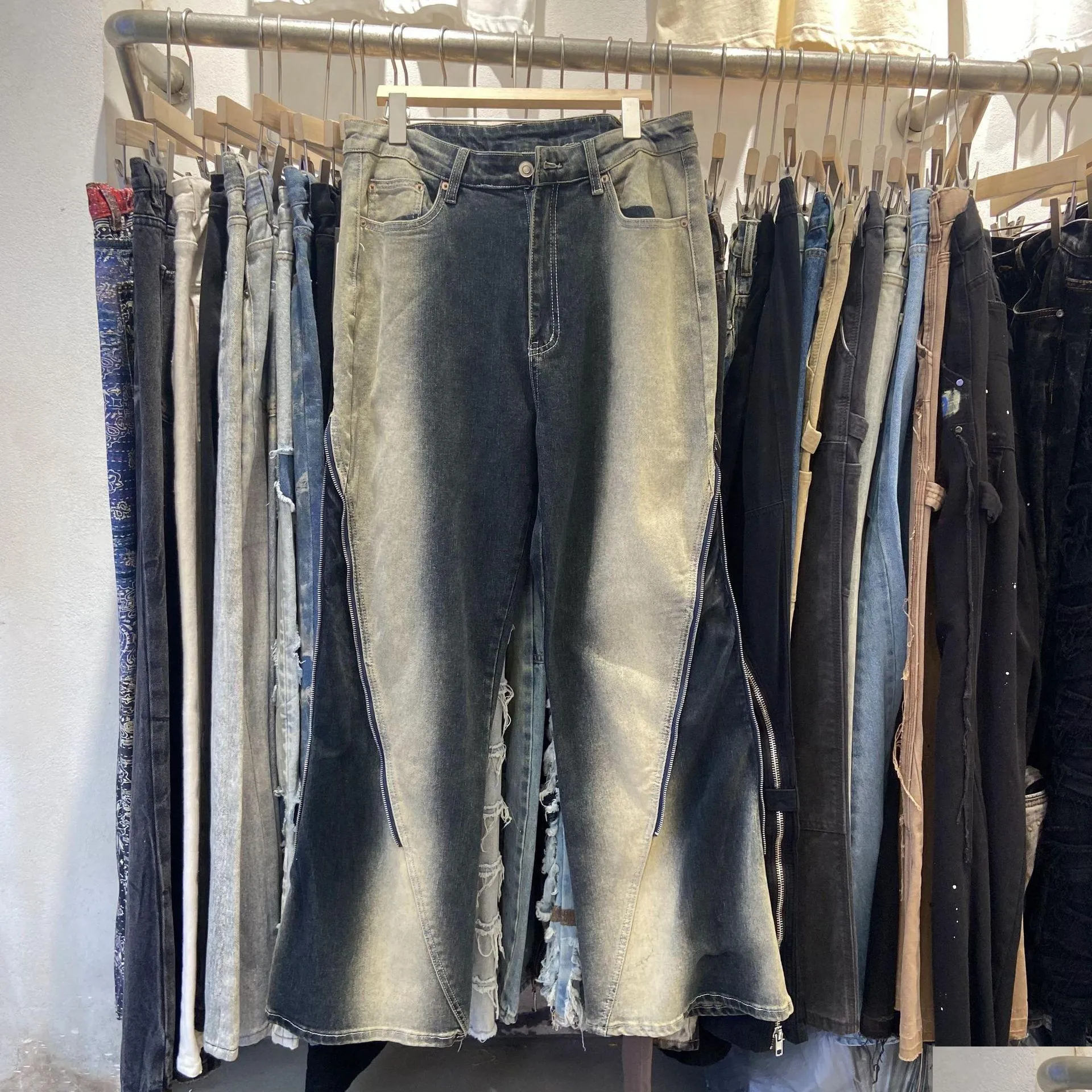 Herren Plus Size Hosen Echte Picswork Baggy Jeans Für Männer Gerade Zerrissene Casual Cargos Übergroße Denim Hosen Drop Lieferung Bekleidung Dhwhw