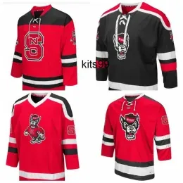 Top StitchNCAA Mens NC State Wolfpack Black Mr. Plow Wolfhead Hockey Jersey College wear Embroidery Stitched Customized Any Name Any Number
