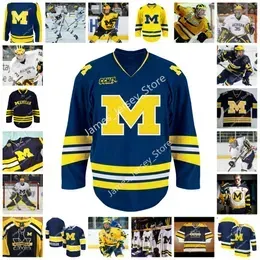 2022 NCAA Custom Michigan Wolverines Stitched Hockey Jersey 37 Jack Leavy 43 Luke Hughes 51 Garrett Van Wyhe 55 Jake Gingell 56 Dylan Nick Granowicz Ethan Edwards