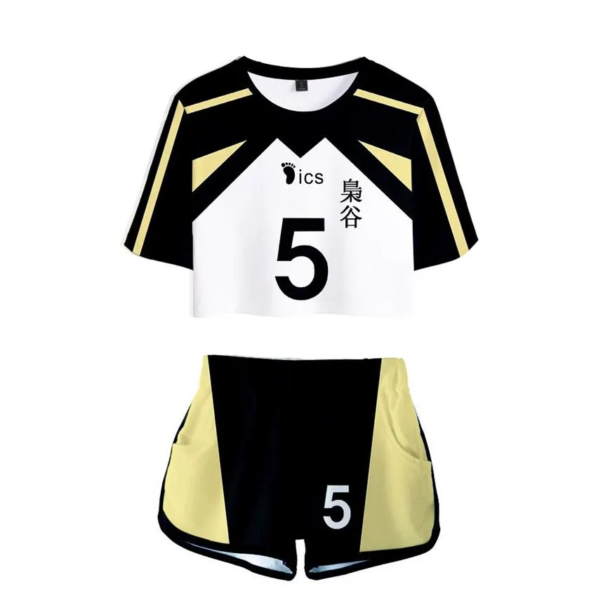 Japan Anime Haikyuu Cosplay Costume Fukurodani Volleyball Club Akaashi Keiji Bokuto Koutarou Two Piece Set Women Tops and Shorts270H