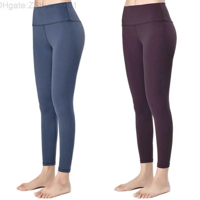 Ll kvinnor yogapantes leggings hög midja träning kläder svart rosa fast färg löpande gym bär elastisk fitness dam utomhus sportbyxor prana outfit ywji