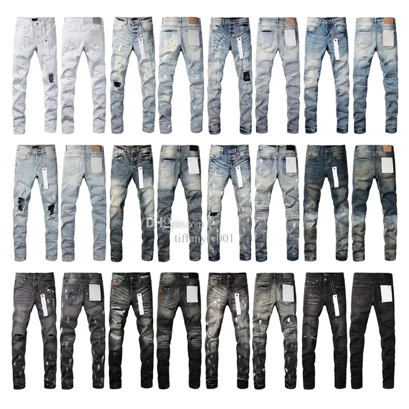 Novo designer masculino jeans roxo para calças jeans moda feminina tendências de marca roxa preto desgosto motociclista slim fit motocicleta calça de moletom