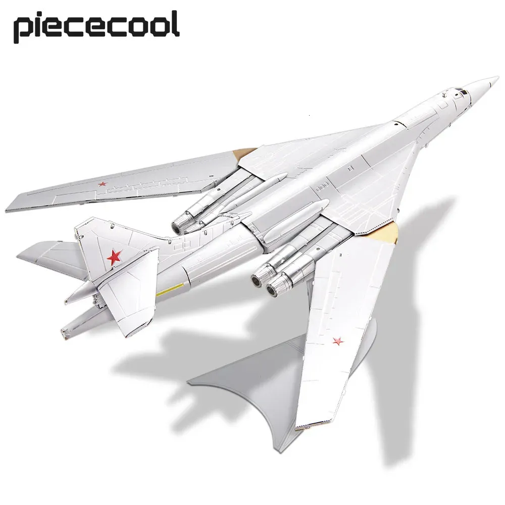 Piececool 3D Metal Puzzles 1 200 TU-160 Bomber Aircraft Assembly Model Kits Jigsaw DIY Toys For Adult Christmas Gifts Jigsaw Set 240115