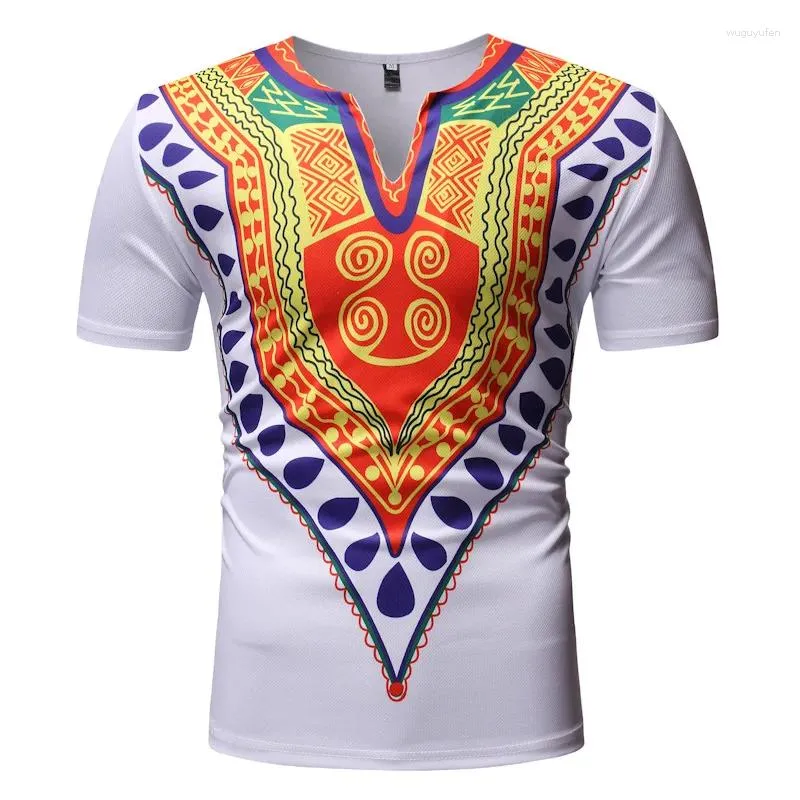 Ropa étnica Blanco V Cuello Manga corta Camisetas Hombres Africano 2024 Marca Hip Hop Streetwear Casual Tops Tees XXL