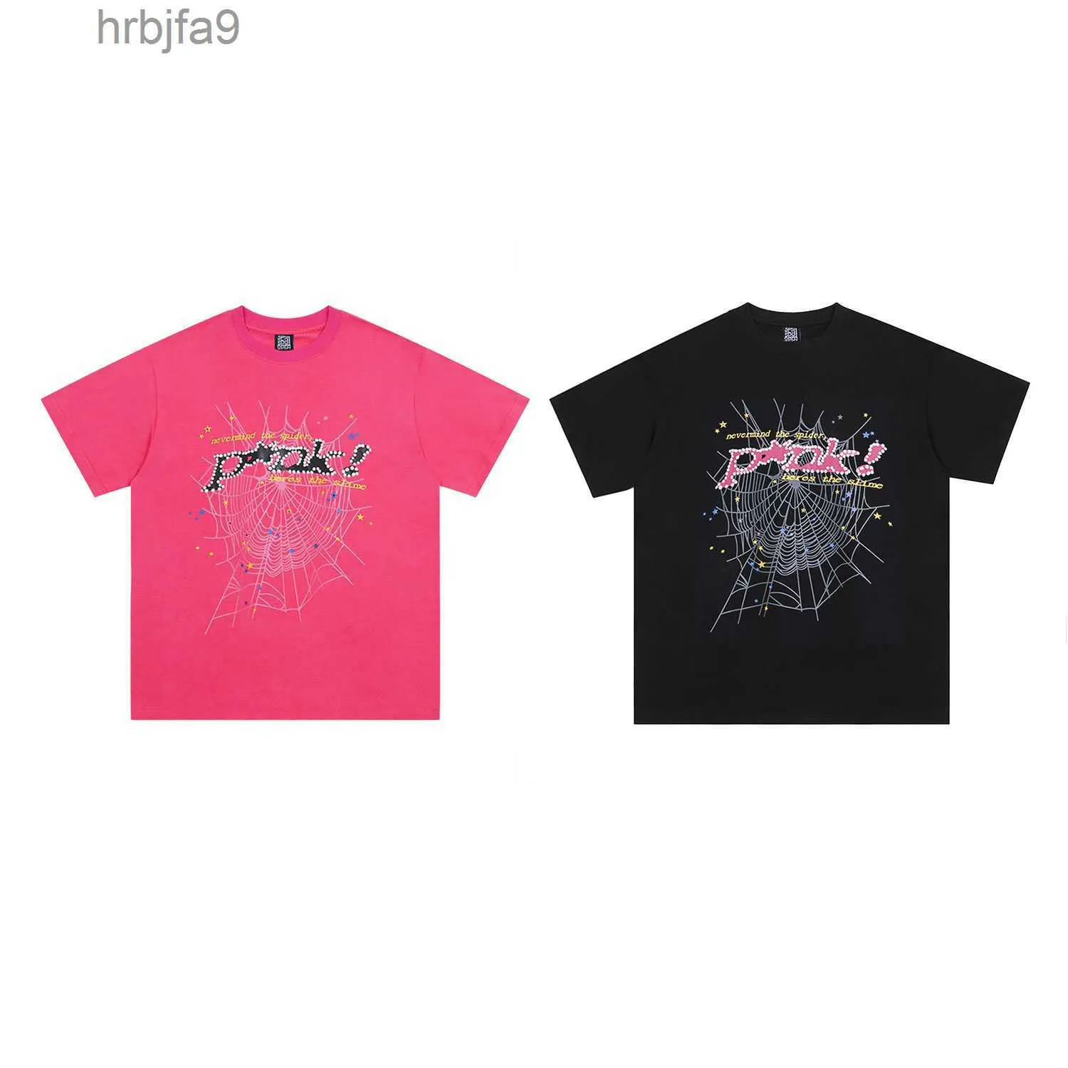 Erkekler Tişört Pembe Young Thug SP5der 5555555 Mans Kadın Kalite Köpük Baskı Web Desen 555 Moda Tees 24SS1N3U1N3U 1N3UJXMR JXMR