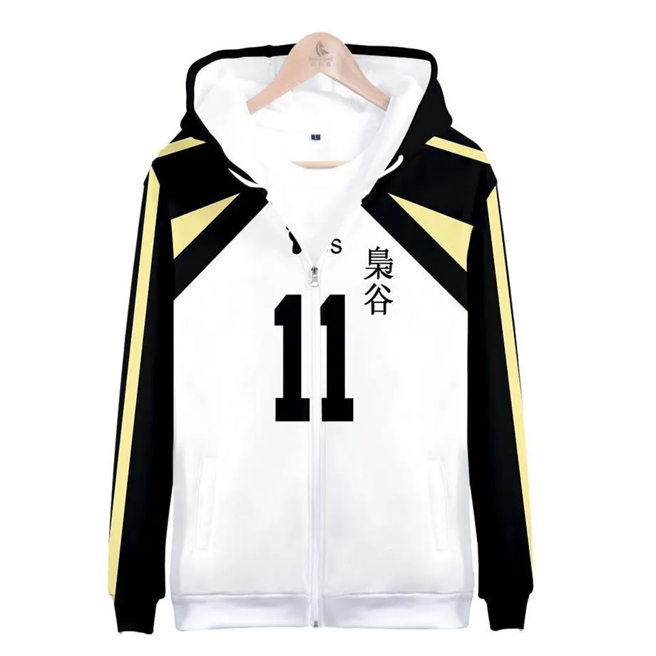 Japon Anime Haikyuu veste à glissière Fukurodani académie Akaashi Keiji Cosplay Costume uniformes scolaires pulls à capuche pour hommes Sweatshirts265A