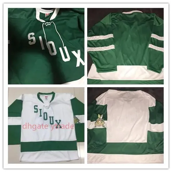 Maglia da uomo vintage 1959 North Dakota Fighting Sioux Hockey Jersey verde bianco vintage Sioux maglie vuote personalizzate qualsiasi nome ricamo cucito