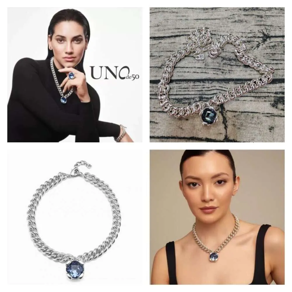 Designer Jewelry Luxury Necklace Fashion Brand Spanish Unode50 Luxury Blue Crystal Necklace Party Star Jewelry